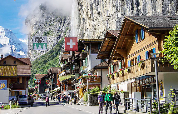 Ansicht des Dorfs Lauterbrunnen.