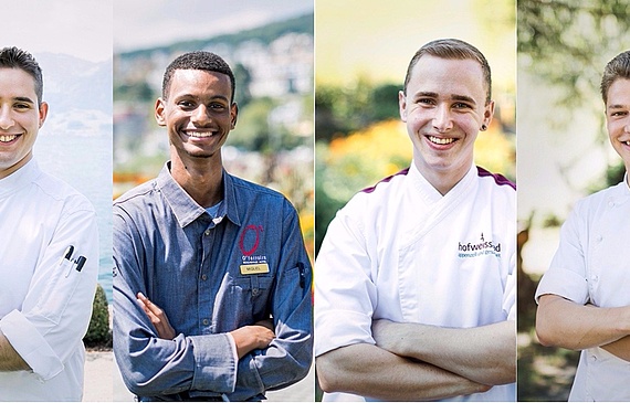 Das sind die vier «La Cuisine des Jeunes» - Finalisten: Andreas Küng, Jose Miguel Baleza Valerio, Lukas Hess und Marco Kölbener. (Bilder ZVG)